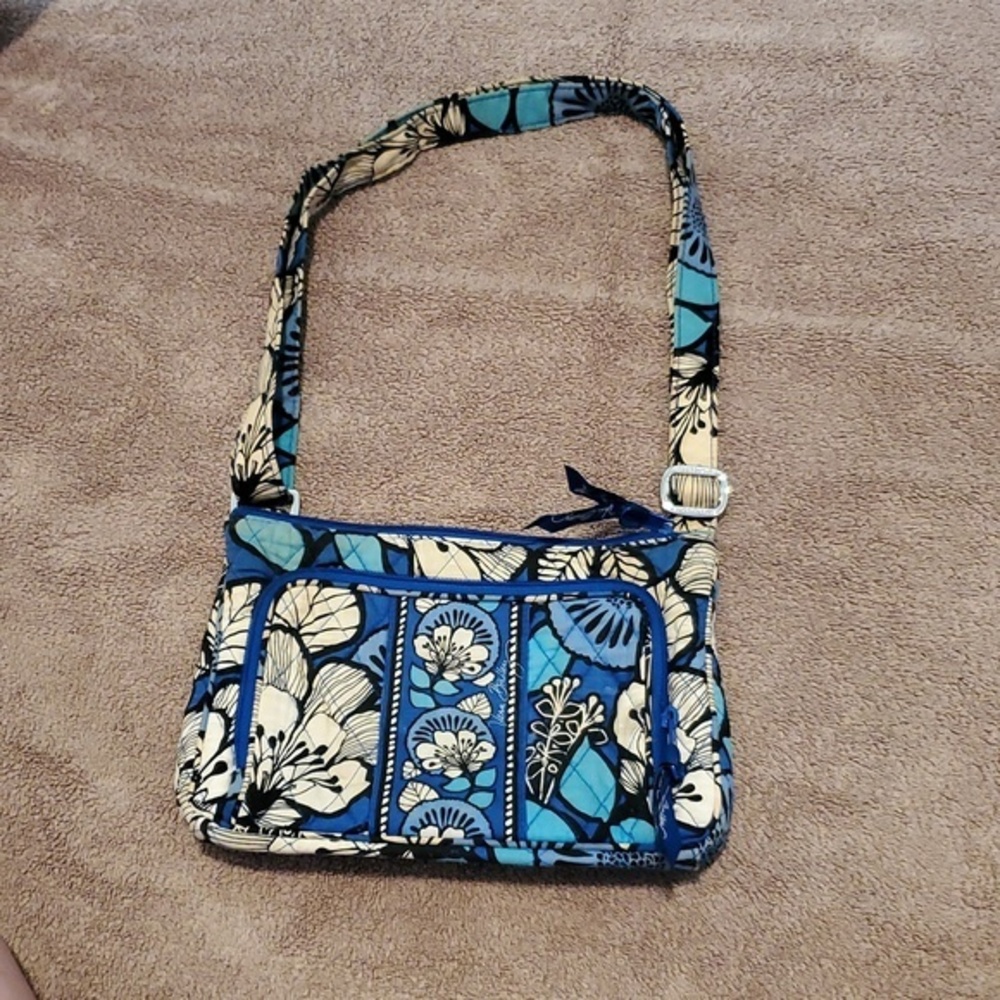 Vera Bradley Blue Bayou Crossbody Floral Handbag Purse
